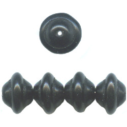 8x10mm Opaque Black Pressed Glass SATURN Beads
