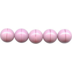 10mm Opaque Pink Stripe *Vintage* Czech Pressed Glass SMOOTH ROUND Beads