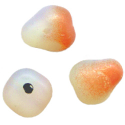 9x10mm Orange & White Czech Pressed Glass PEAR Charm Beads