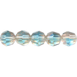 10mm Crystal & Light Blue Givre *Vintage* Czech Pressed Glass (Firepolished) FACETED ROUND Beads