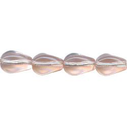 7x10mm Transparent Pink Pressed Glass PINCHED OVAL Beads