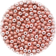 11/o Czech SEED BEADS - Striped, Red on White