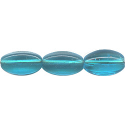 6x12mm Transparent Capri Blue Pressed Glass 6-Sided OVAL Beads