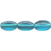 6x12mm Transparent Capri Blue Pressed Glass 6-Sided OVAL Beads