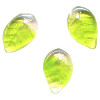 7x12mm Transparent Crystal & Light Green Givre Pressed Glass LEAF Beads