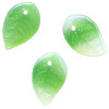 7x12mm Translucent Green & White Opal Pressed Glass LEAF Beads
