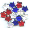 12mm Pressed Glass Patriotic STAR Bead Mix