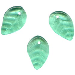 7x12mm Transparent Medium Green Pressed Glass LEAF Beads