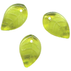 7x12mm Olive Green Givre Pressed Glass LEAF Beads