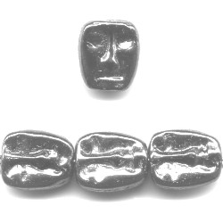 11x13mm Opaque Black Luster (Gunmetal) Pressed Glass MASK Beads