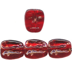 11x13mm Transparent Ruby Red Pressed Glass MASK Beads