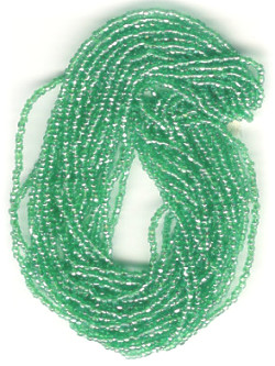 13/o Czech 3-CUT Beads - Trans. Apple Green