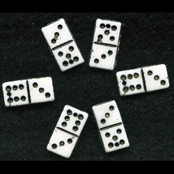 7x14mm Opaque White Czech Pressed Glass DOMINO Charm Beads