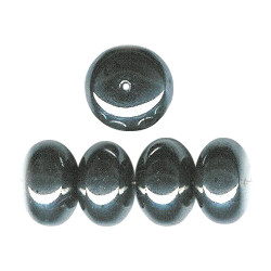 9x14mm Opaque Black Luster (Gunmetal) Pressed Glass RONDELL Beads