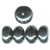9x14mm Opaque Black Luster (Gunmetal) Pressed Glass RONDELL Beads