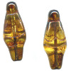 10x24mm Transparent Amber & Brown Tortoise Pressed Glass Willendorf Venus GODDESS Beads
