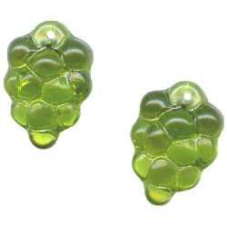12x15mm Transparent Olive Green Pressed Glass GRAPES Charm Beads