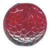 18mm Translucent Red Pressed Glass Raspberry DISC Beads