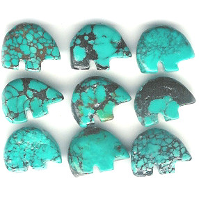 12x15mm Stabilized Chinese Turquoise ZUNI BEAR Animal Fetish Beads