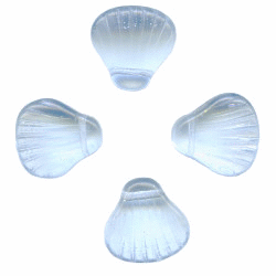 16x16mm Transparent Pale Blue to Lavender Alexandrite Glass Scallop / Clam SHELL Beads