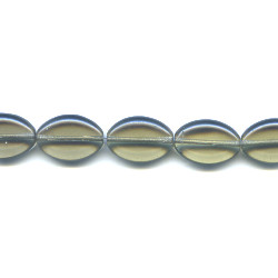 11x16mm Transparent Dark Grey Pressed Glass FLAT OVAL Beads