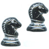 12x17mm Opaque Black w/Silver Wash Pressed Glass HORSE / KNIGHT / CHESS Beads