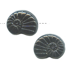 13x17mm Opaque Black Pressed Glass Snail / Nautilus SHELL Beads