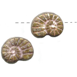 13x17mm Brown Fossil Picasso Pressed Glass Snail / Nautilus SHELL Beads