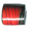 15x18mm *Vintage* Black & Red Swirl India Lampwork BARREL Bead