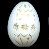 14x19mm Opaque White w/ Gold Wash Pressed Glass EASTER EGG / DROP Bead
