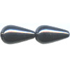 10x20mm Opaque Black Luster (Gunmetal) Pressed Glass DROP Beads