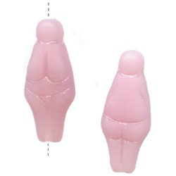 6x10x24mm Translucent Pink Matte Pressed Glass Willendorf Venus GODDESS Beads