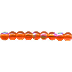 4mm Transparent Orange Vitrail Pressed Glass (Druk) Smooth ROUND Beads