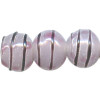 12mm Pink & Black Spiral Lampwork ROUND Beads