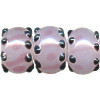 10x12mm Pink & Black Dot Lampwork RONDELLE Beads
