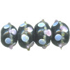 9x14mm Black, Pink & Blue Lampwork RONDELL Beads