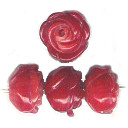 6mm Hand Carved Red Coral ROSE Beads