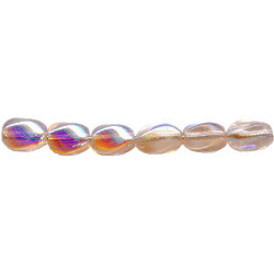 4x6mm Transparent Pink A/B Vitrail Pressed Glass TWISTED OVAL / RICE Beads