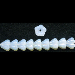 5x6mm Milky White Opal Luster Pressed Glass Baby Trumpet / Bell FLOWER Beads