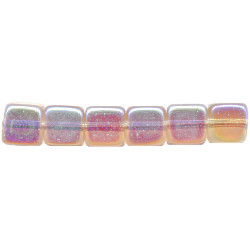 6x6mm Transparent  Pink A/B Vitrail Pressed Glass CUBE Beads