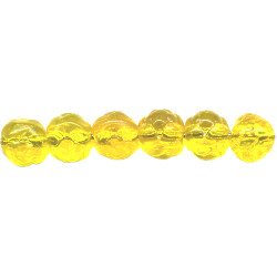 6mm Transparent Yellow Pressed Glass ROUND Rosebud Beads