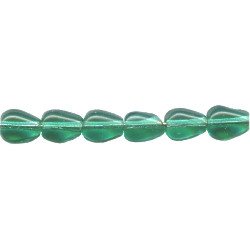 5x6mm Transparent Emerald Green Pressed Glass FLAT DROP Beads