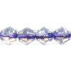 6x6mm Transparent Purple Lined Pressed Glass FACETED BICONE Beads