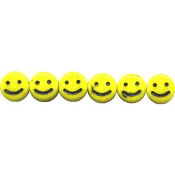 7mm Opaque Yellow Czech Pressed Glass Smiley Face DISC / COIN Beads