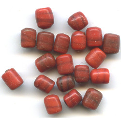 6x7mm *Vintage* Cranberry Red India Lampwork CYLINDER Beads