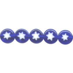 8mm Blue & White Pressed Glass Patriotic Star COIN / DISC Beads