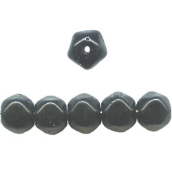 8mm Opaque Black Pressed Glass BEVELED ROUND Beads
