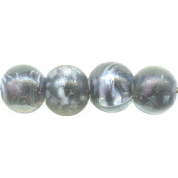 8mm Crystal & Black Givre Lampwork ROUND Beads