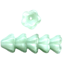 7x8mm Opaque Seafoam Green Pressed Glass Trumpet / Bell FLOWER Beads