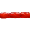 8x13mm Red Givre Pressed Glass Twisted Flat RECTANGLE Beads